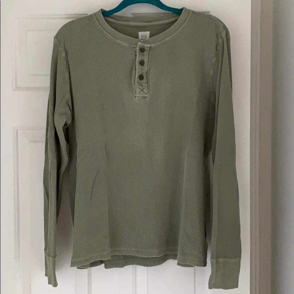 Gap Waffle Weave Henley Long Sleeve